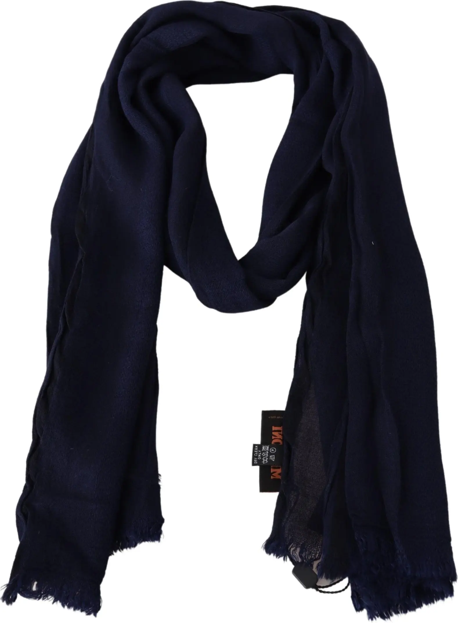 Scarf Missoni Elegant Blue Wool Scarf with Embroidered Logo