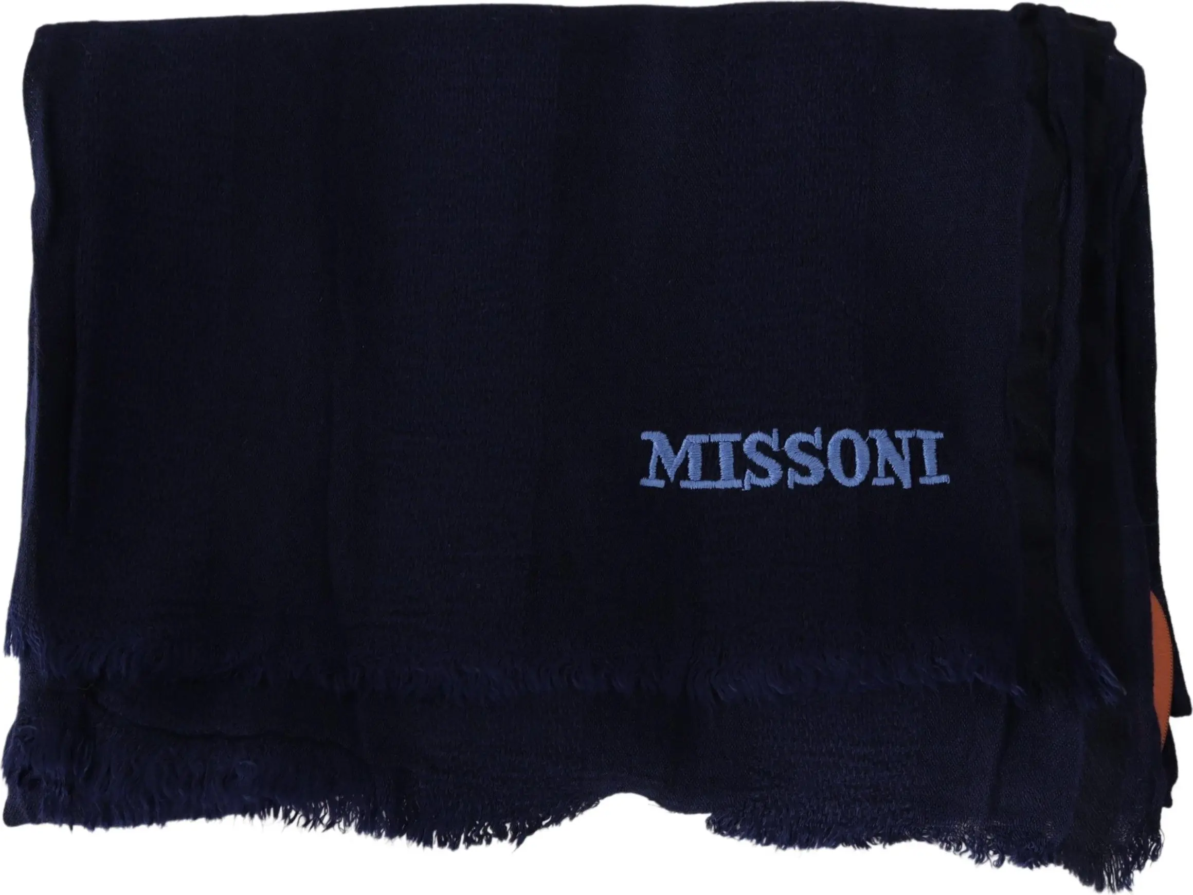 Scarf Missoni Elegant Blue Wool Scarf with Embroidered Logo