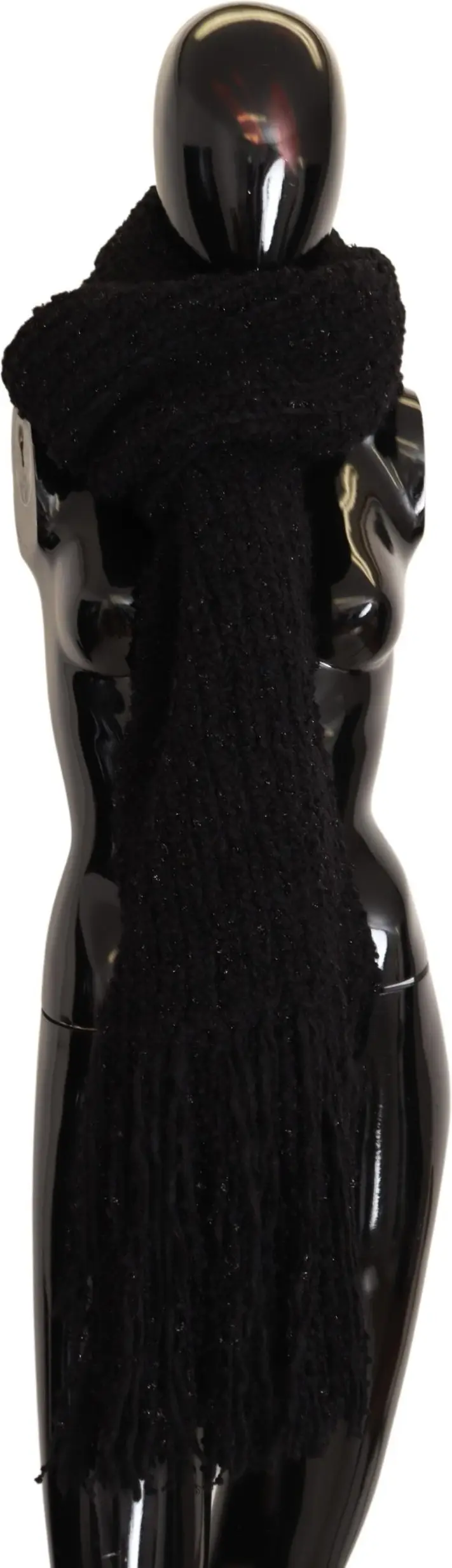 Scarf Dolce & Gabbana Elegant Black Wool-Blend Designer