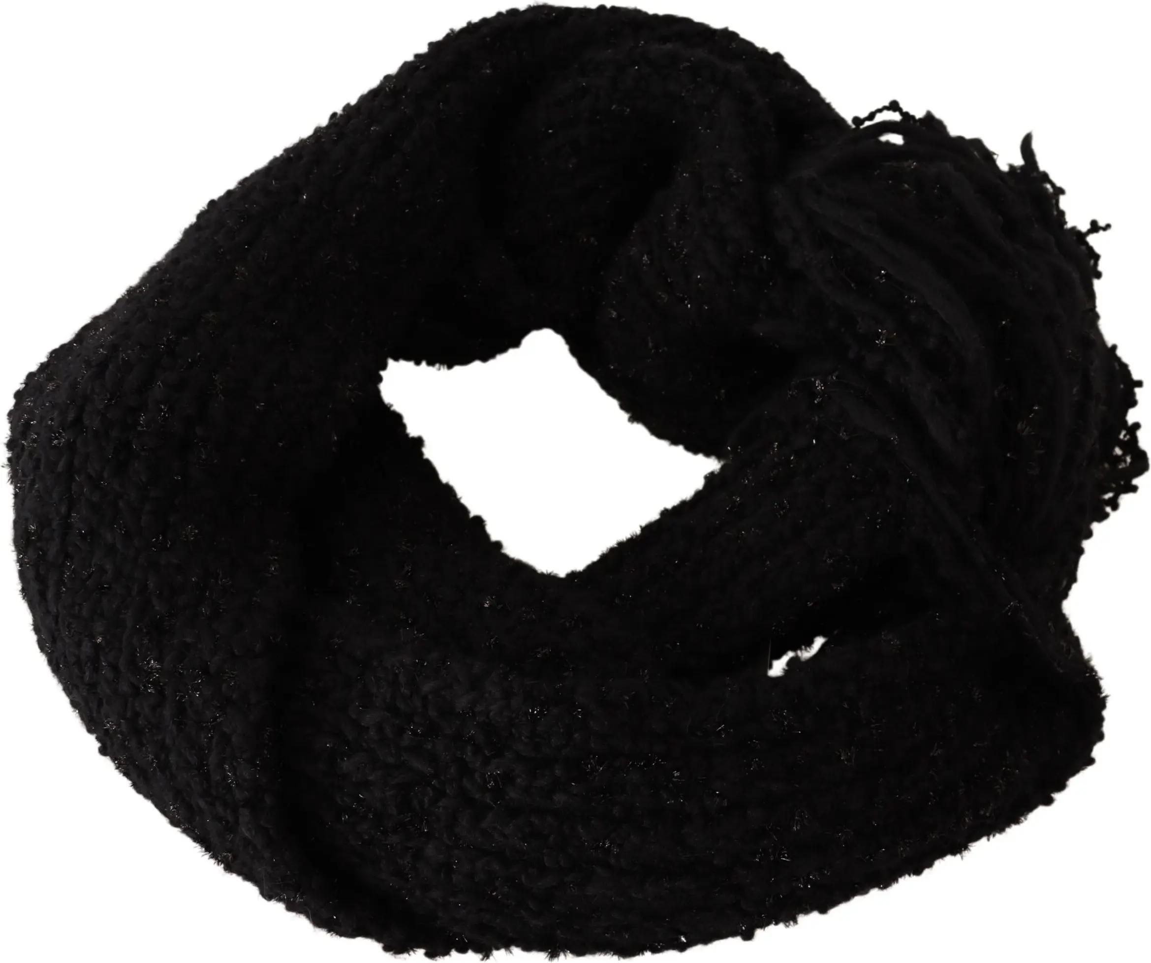 Scarf Dolce & Gabbana Elegant Black Wool-Blend Designer