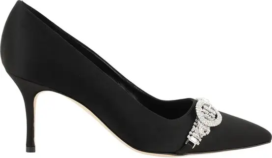 Manolo Blahnik Qora Sapato Satin Zamsh