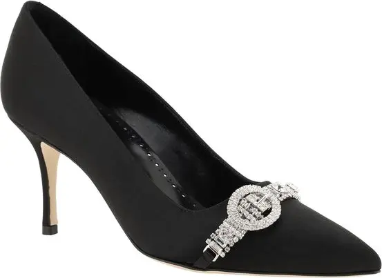 Manolo Blahnik Qora Sapato Satin Zamsh