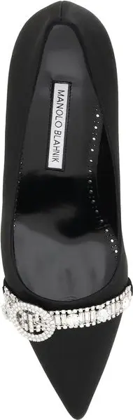 Manolo Blahnik Qora Sapato Satin Zamsh