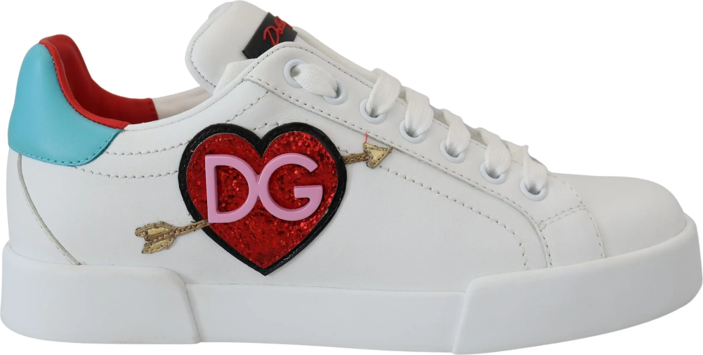 Sneakers White Leather Sneaker Portofino Logo Heart Shoes Dolce & Gabbana
