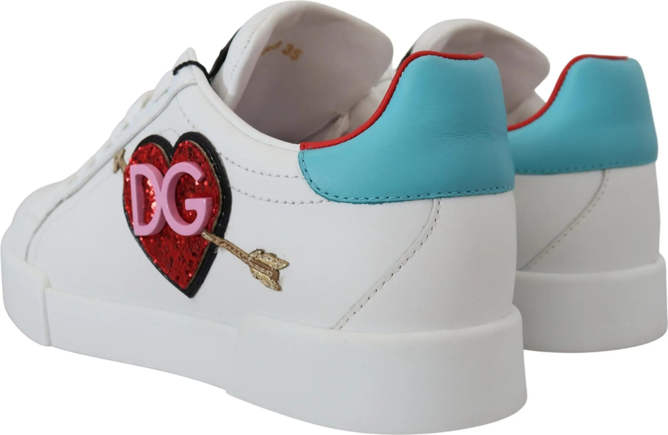 Sneakers White Leather Sneaker Portofino Logo Heart Shoes Dolce & Gabbana