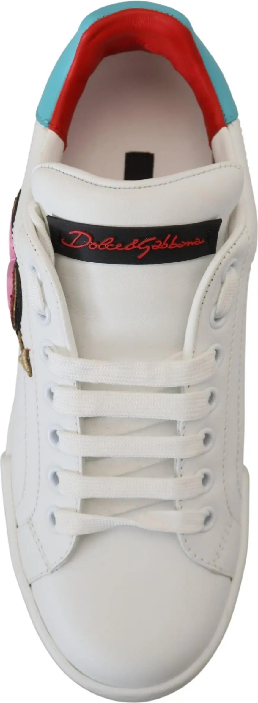 Sneakers White Leather Sneaker Portofino Logo Heart Shoes Dolce & Gabbana