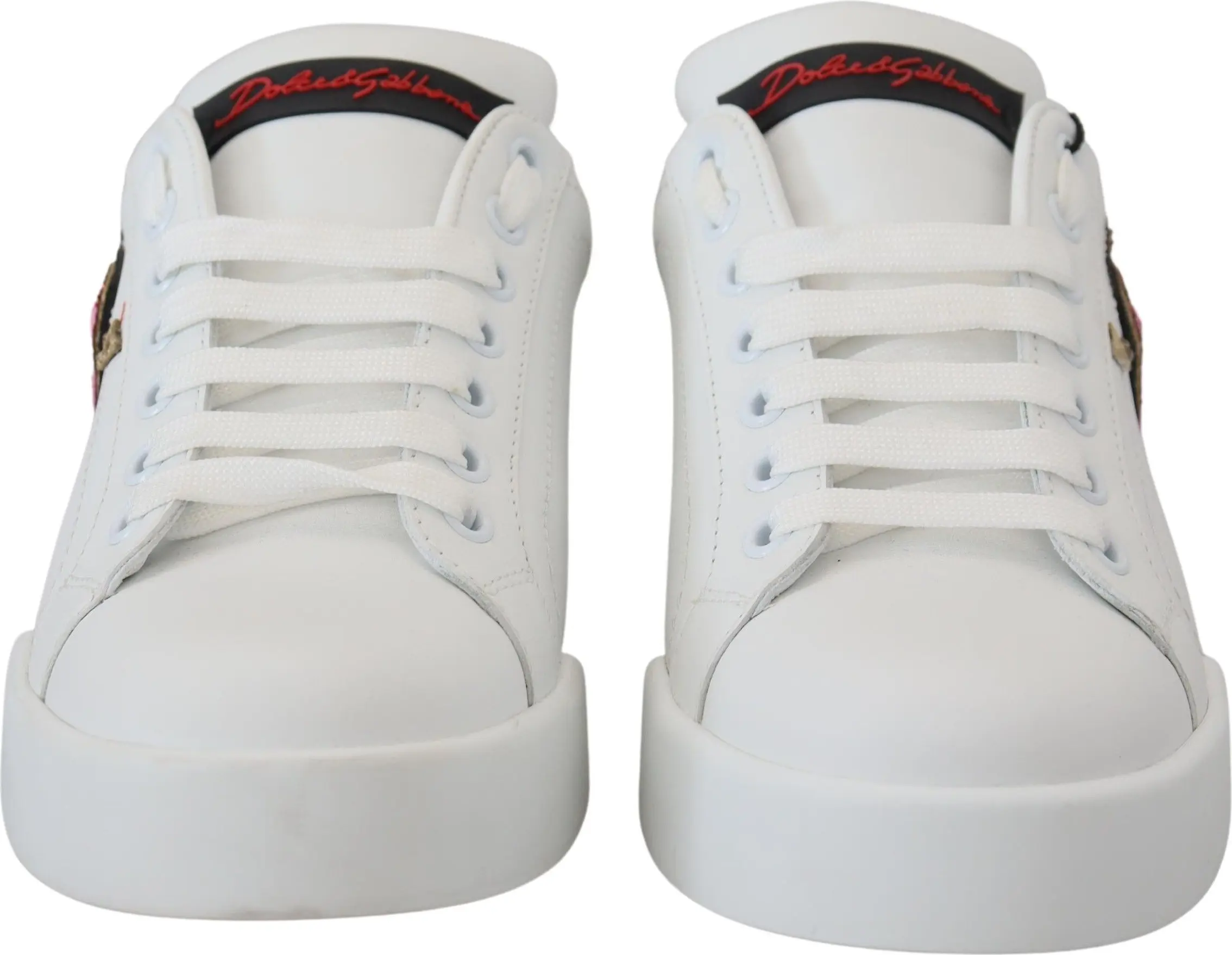 Sneakers White Leather Sneaker Portofino Logo Heart Shoes Dolce & Gabbana