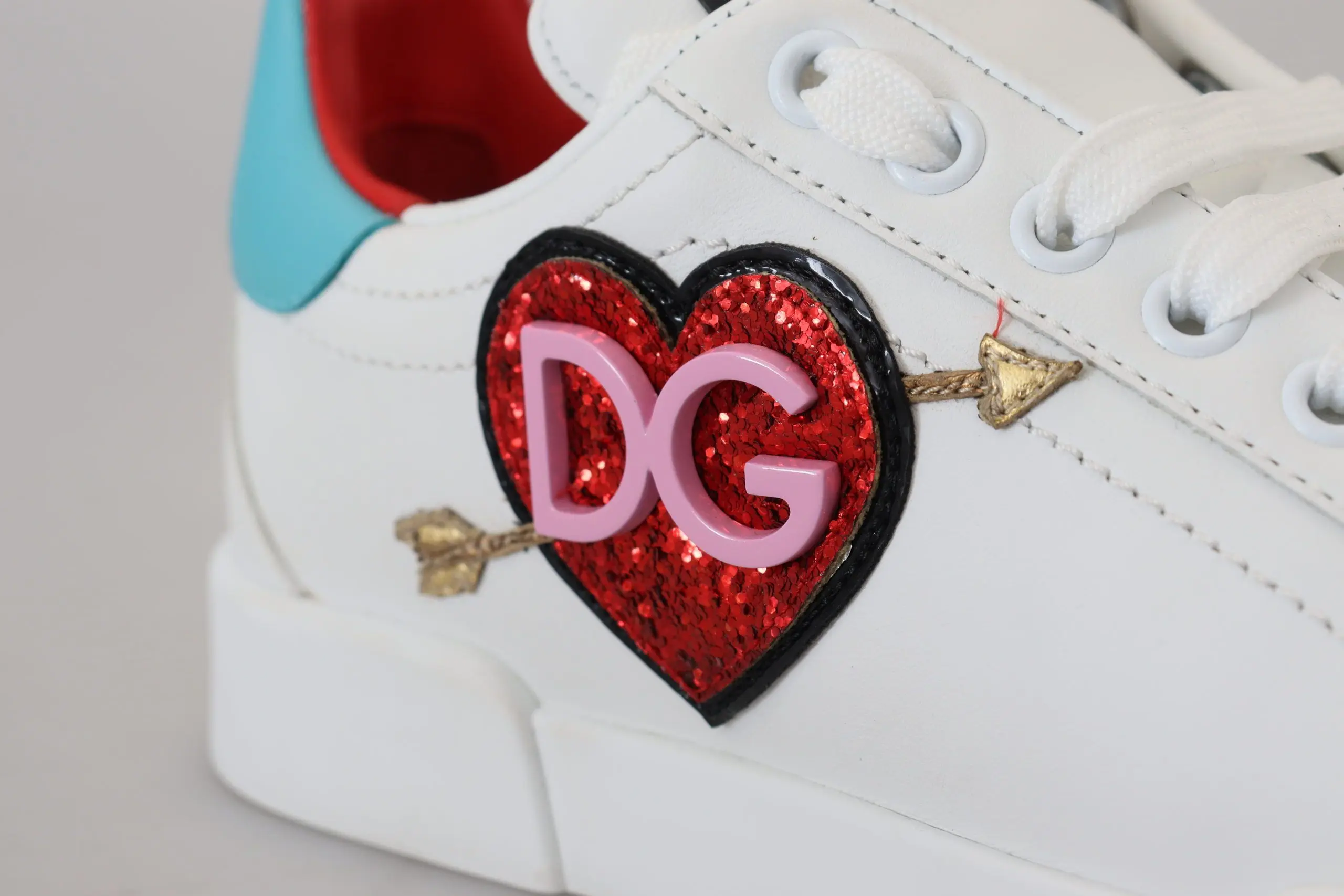 Sneakers White Leather Sneaker Portofino Logo Heart Shoes Dolce & Gabbana