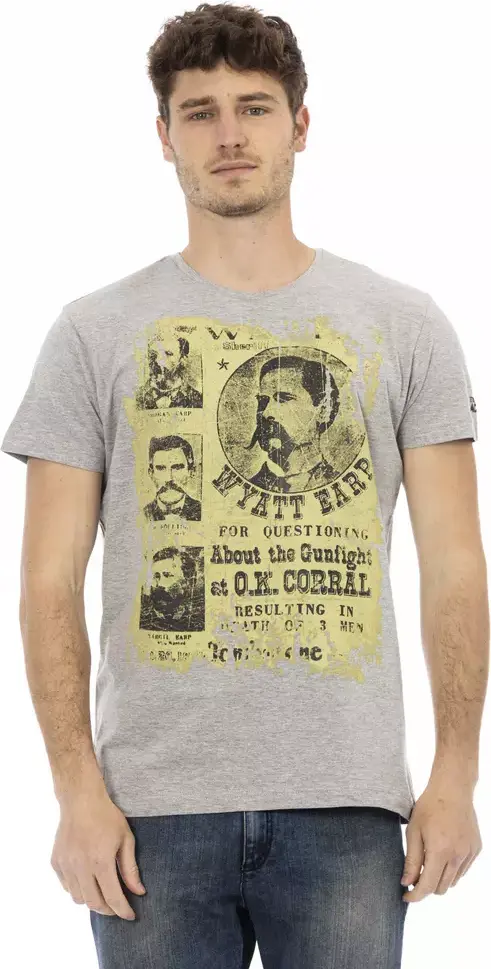Gray Cotton Men T-Shirt