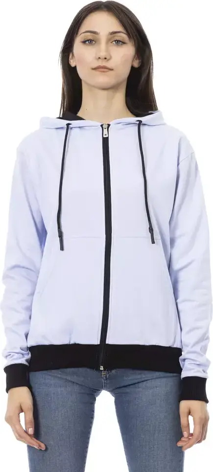 Purple Cotton Women Sweater With Adjustable Hood