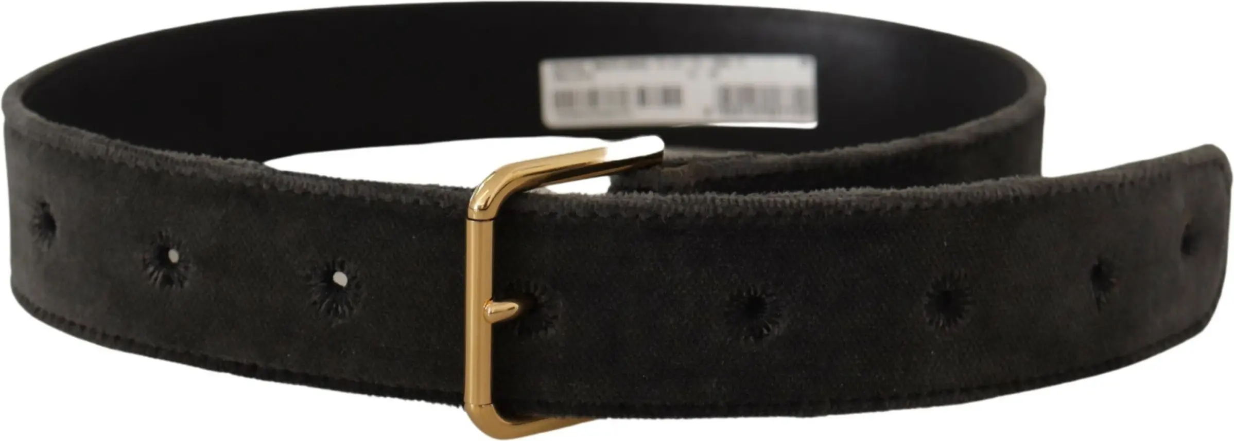 Belt Dolce & Gabbana Elegant Velvet Belt with Engraved Buckle