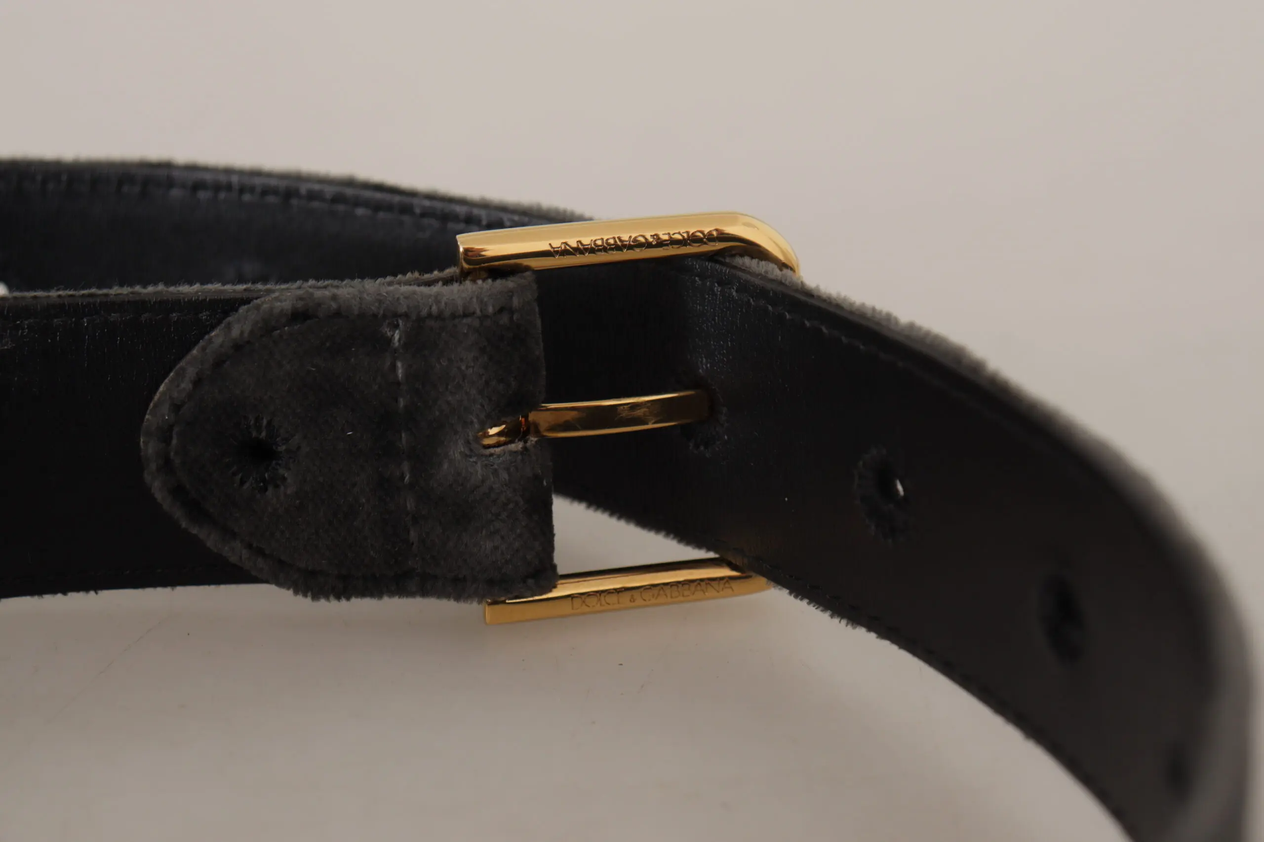 Belt Dolce & Gabbana Elegant Velvet Belt with Engraved Buckle
