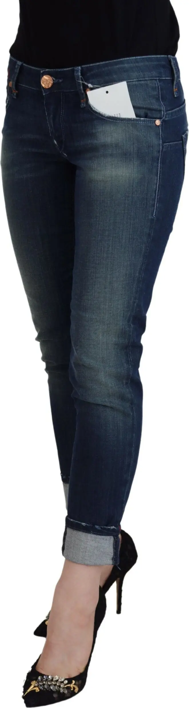 Синие хлопковые джинсы Slim Fit для женщин