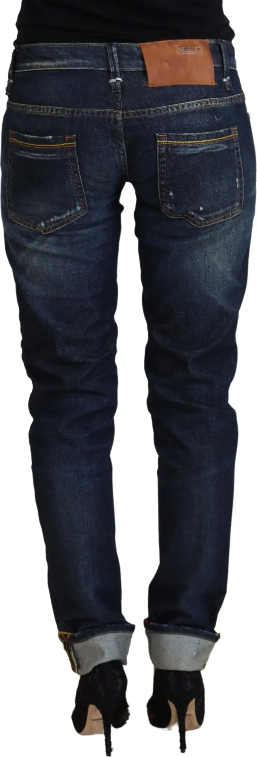 Yacht ko'k paxta ingichka-fit ayollar kundalik denim jinsi