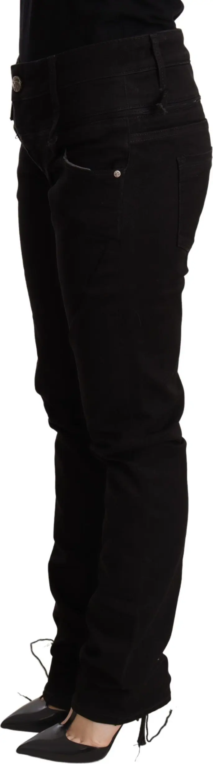 Black Low Waist Skinny Denim Jeans Trouser Yacht