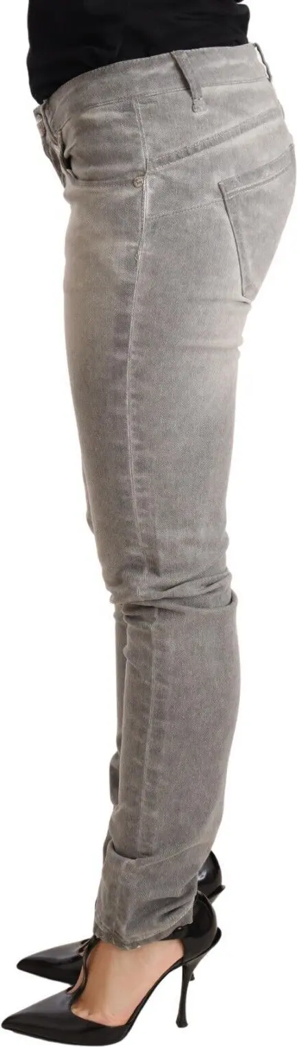 Light Gray Washed Cotton Slim Fit Denim Women Trouser Jeans Yacht
