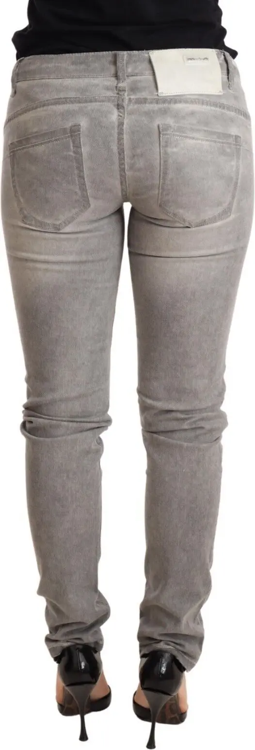 Light Gray Washed Cotton Slim Fit Denim Women Trouser Jeans Yacht