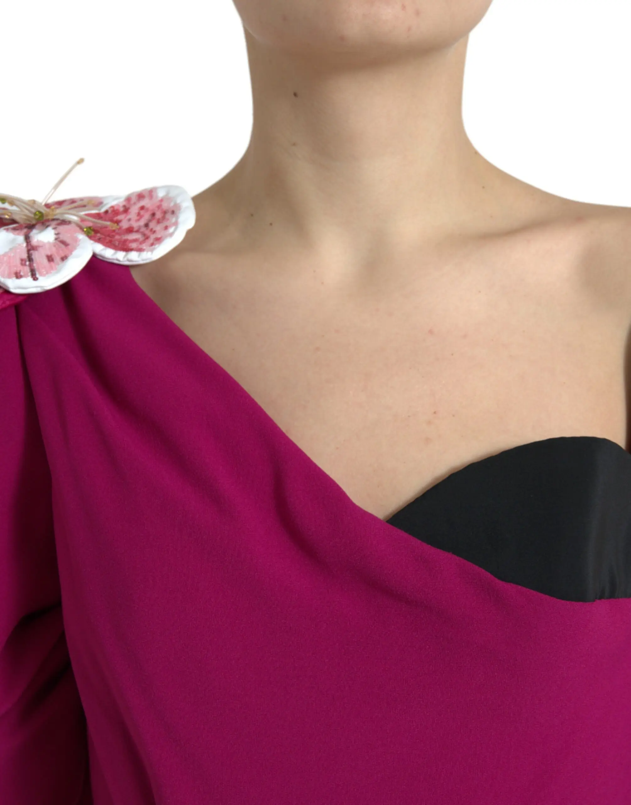 Dress Dolce & Gabbana Purple Flower Embellished One Shoulder