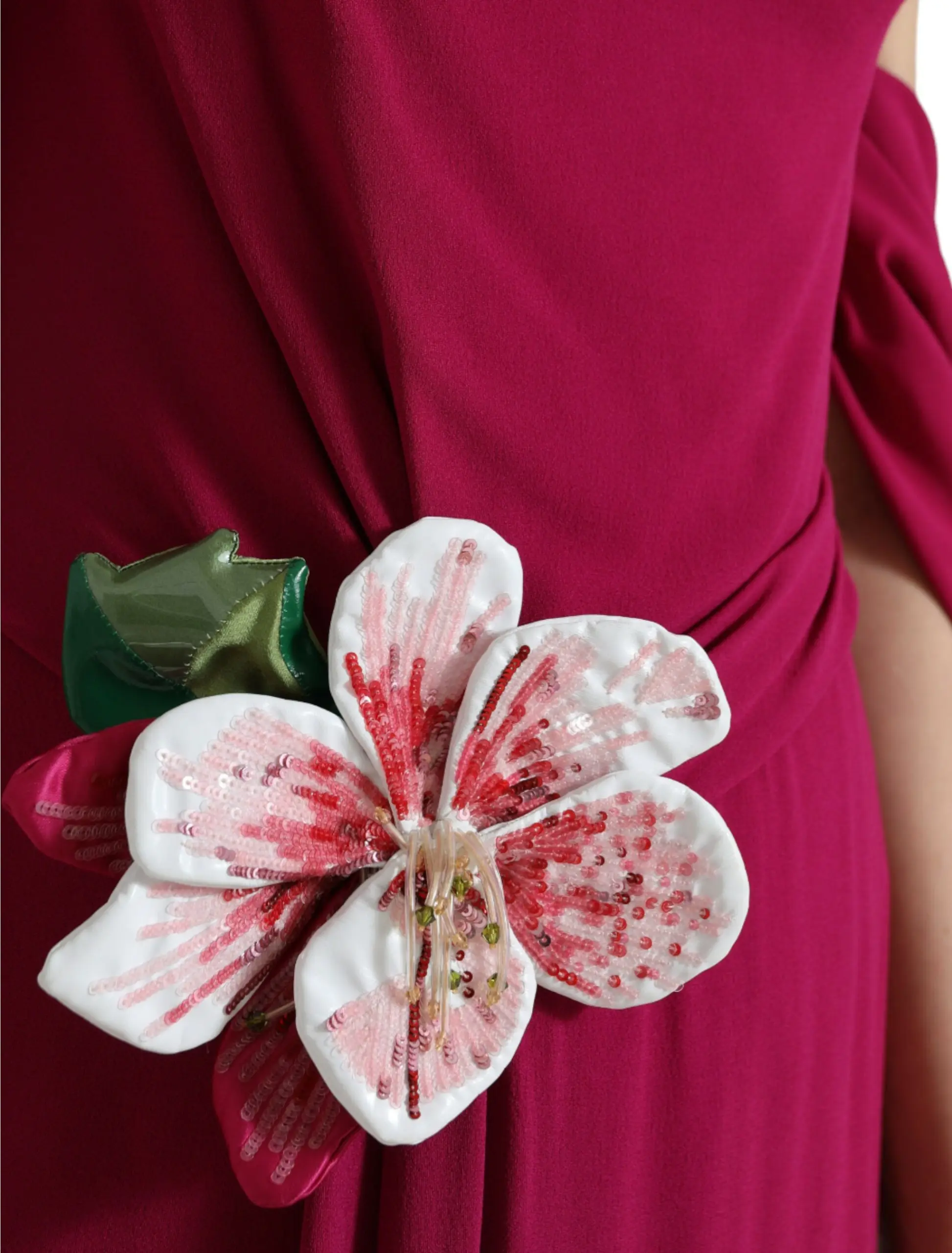 Dress Dolce & Gabbana Purple Flower Embellished One Shoulder