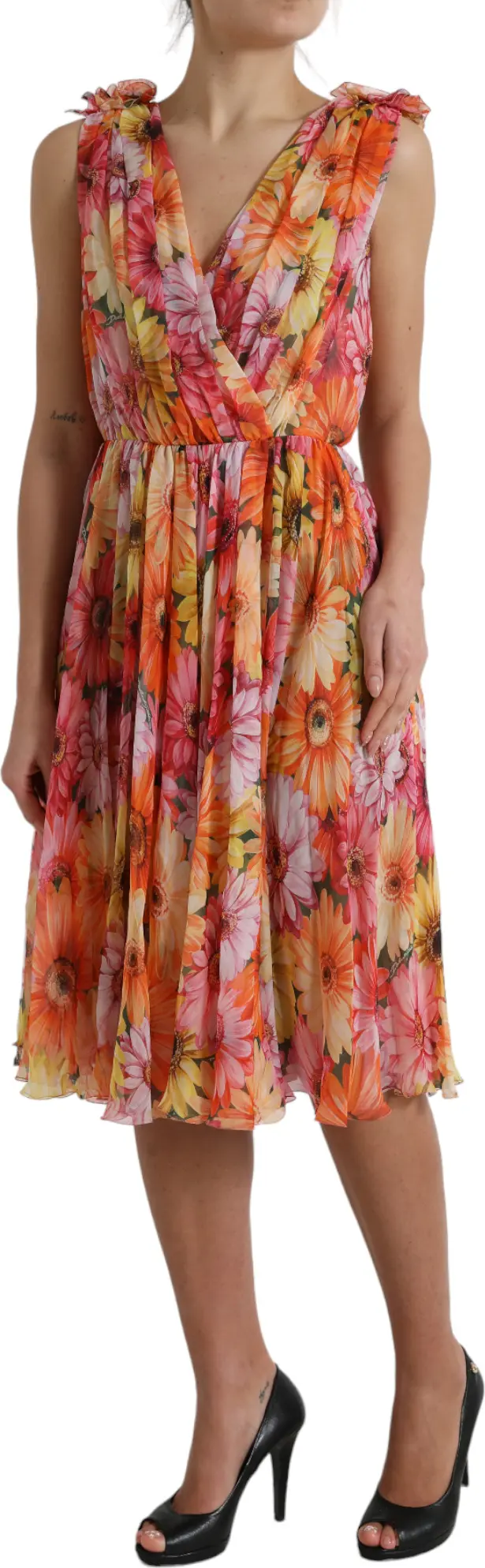 Midi ko'ylak Dolce & Gabbana Multicolor Yomg'irgul Bosma Atlas Midi Ko'ylak