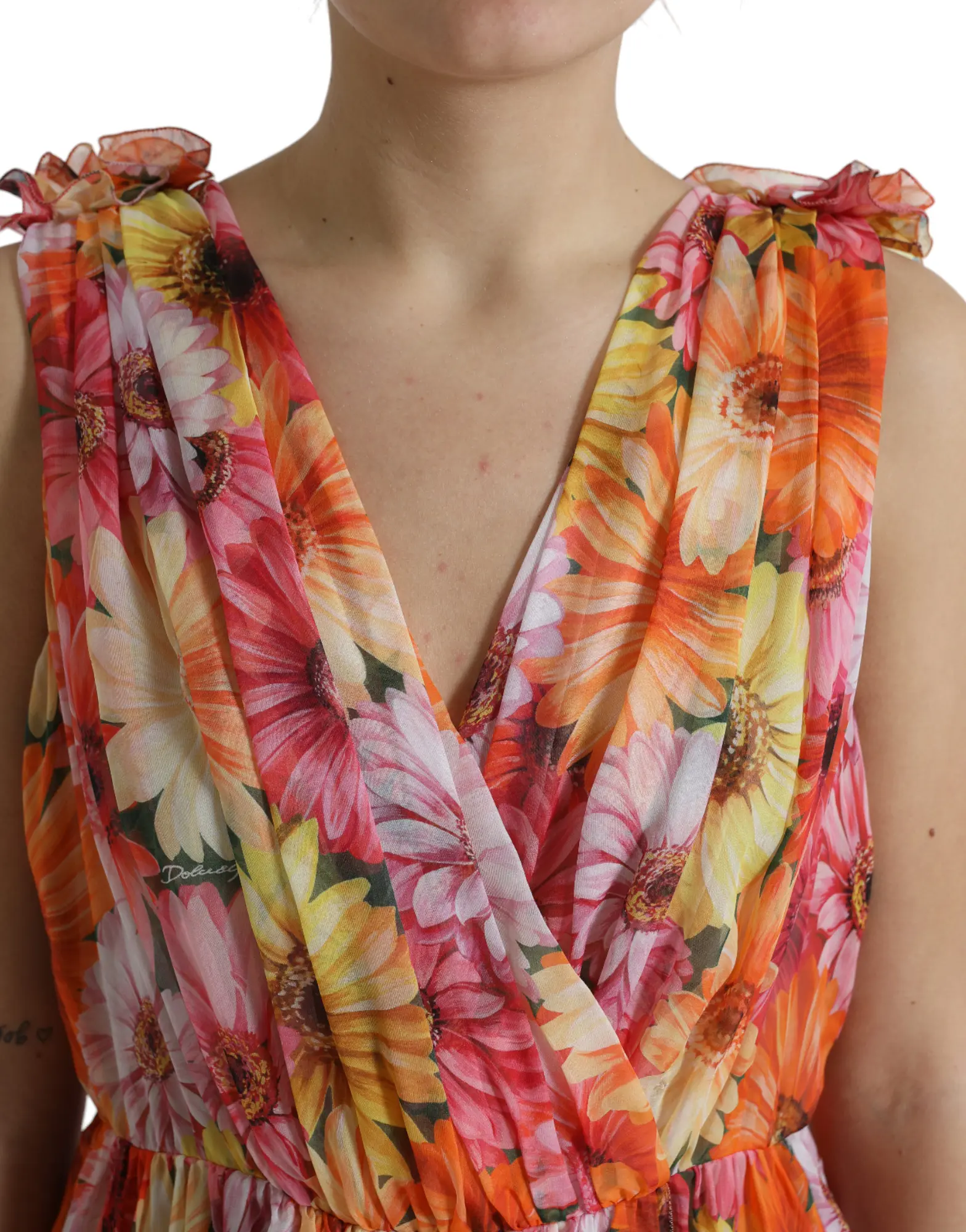 Midi ko'ylak Dolce & Gabbana Multicolor Yomg'irgul Bosma Atlas Midi Ko'ylak