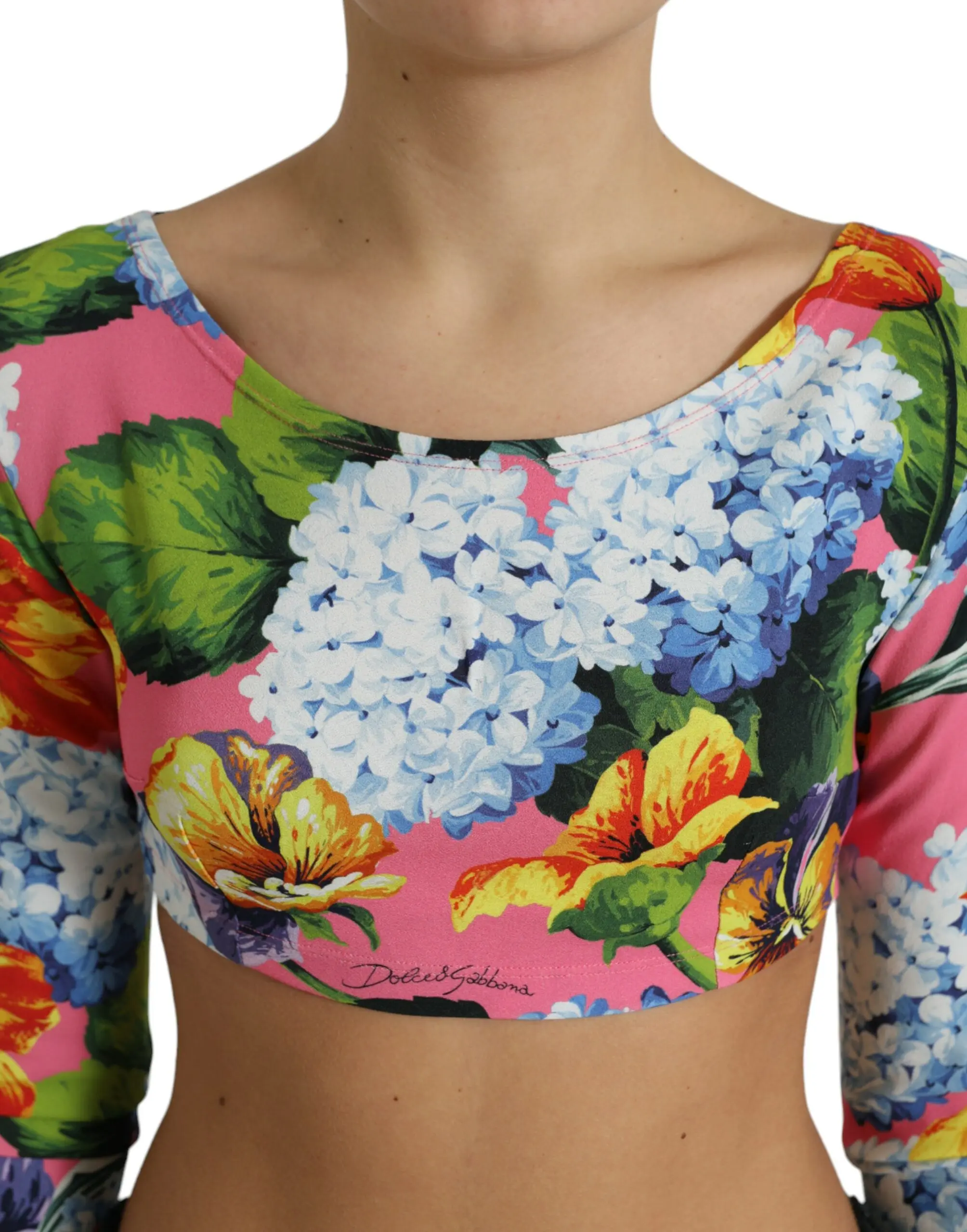 Dolce & Gabbana dan multicolor gulli naqshli qisqa ko'ylak