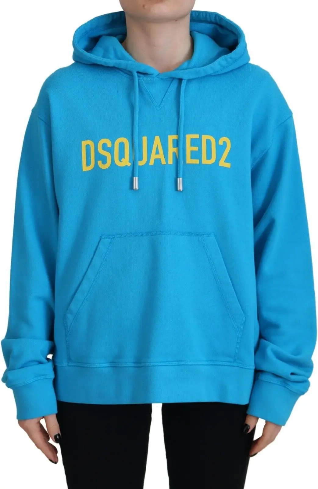 Blue Logo Print Cotton Hoodie Sweatshirt Sweater Dsquared2