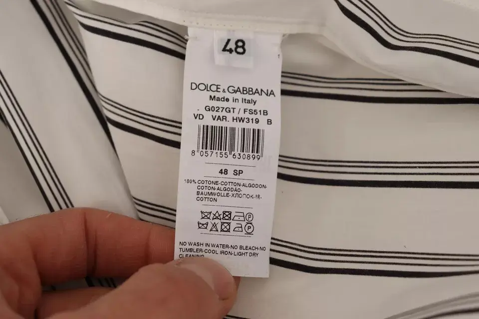 White Striped Cotton Robe Coat Wrap Jacket Dolce & Gabbana