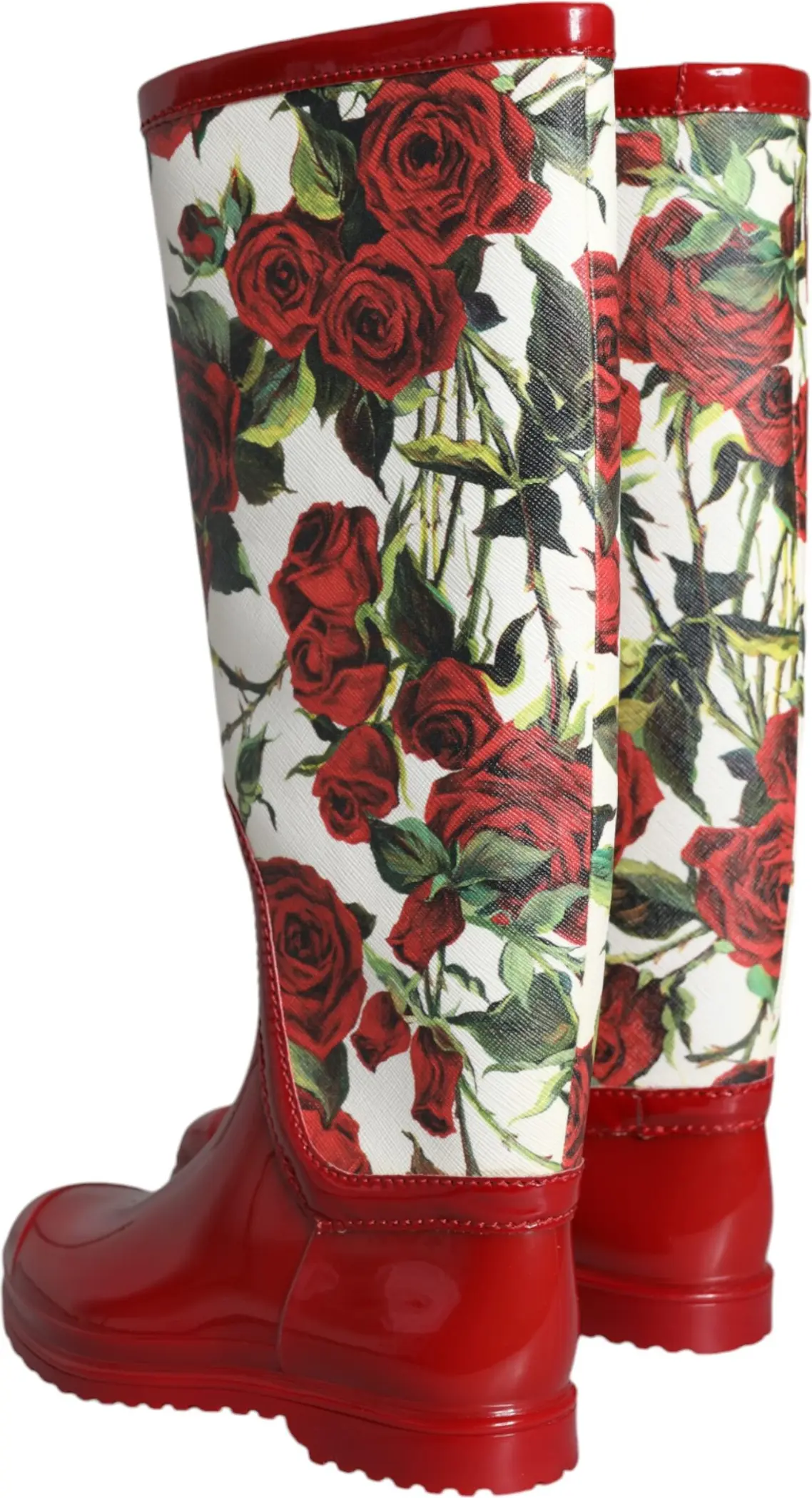 Qizil gulli rezina tizza balandligi tekis bots Dolce & Gabbana