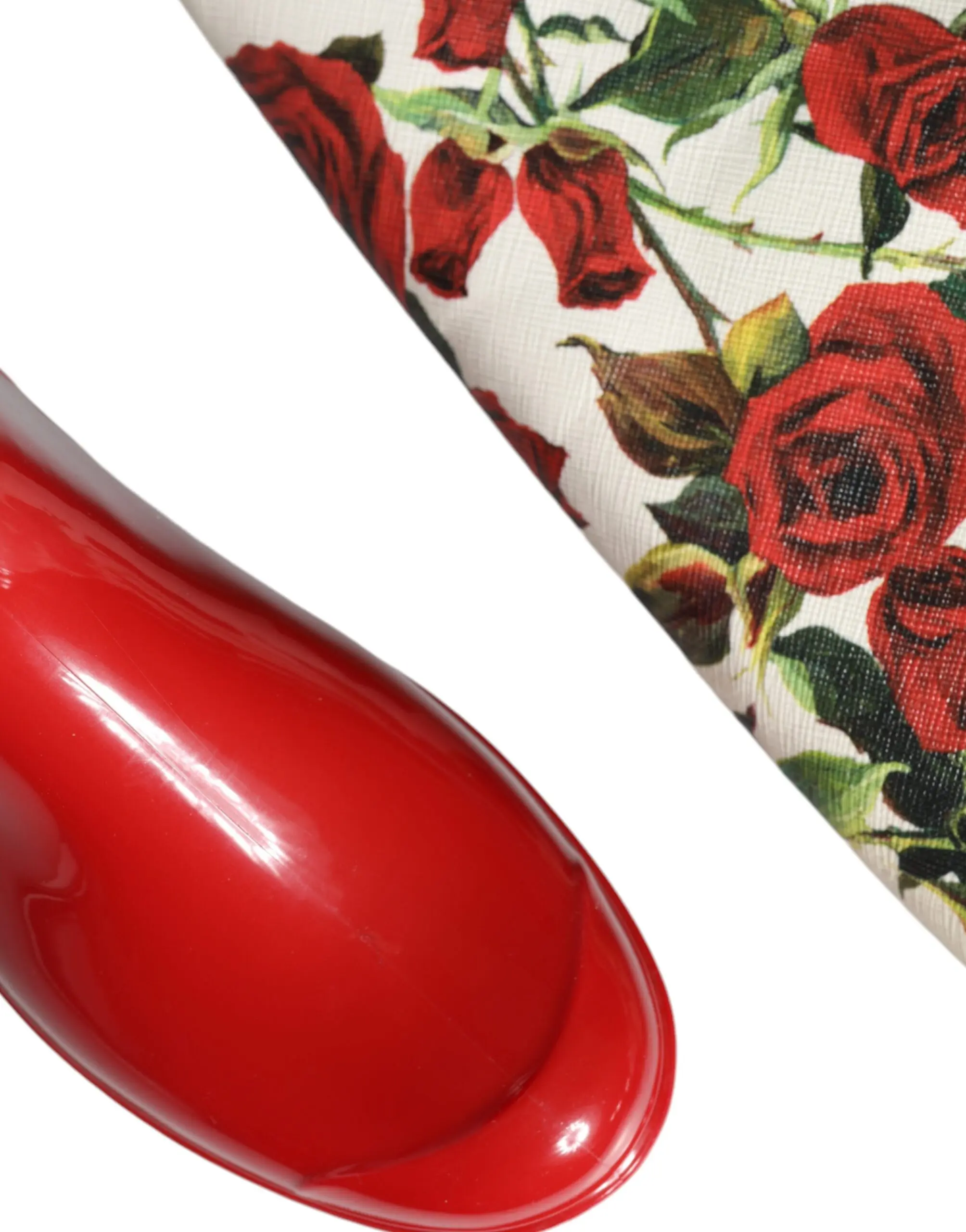 Qizil gulli rezina tizza balandligi tekis bots Dolce & Gabbana
