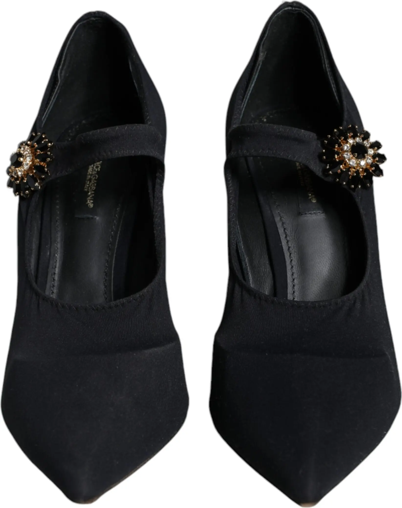 Dolce & Gabbana Qora Mary Jane Jersili Kristalli Po'stinli Oyoq Kiyimlari