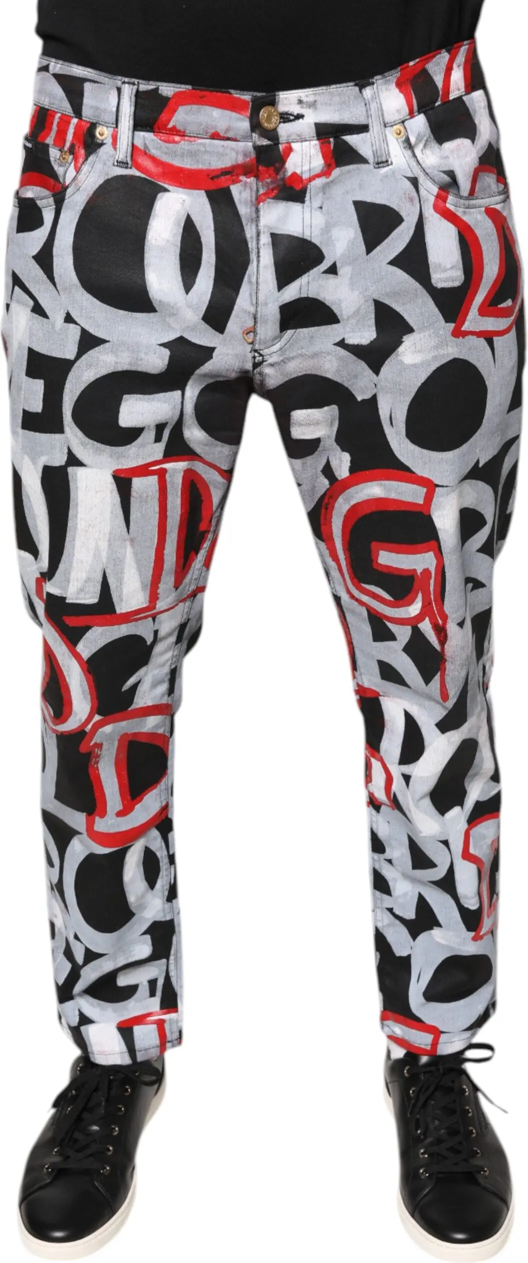 Dolce & Gabbana dan rangli paxta monogramali skinny jinsi shimlar