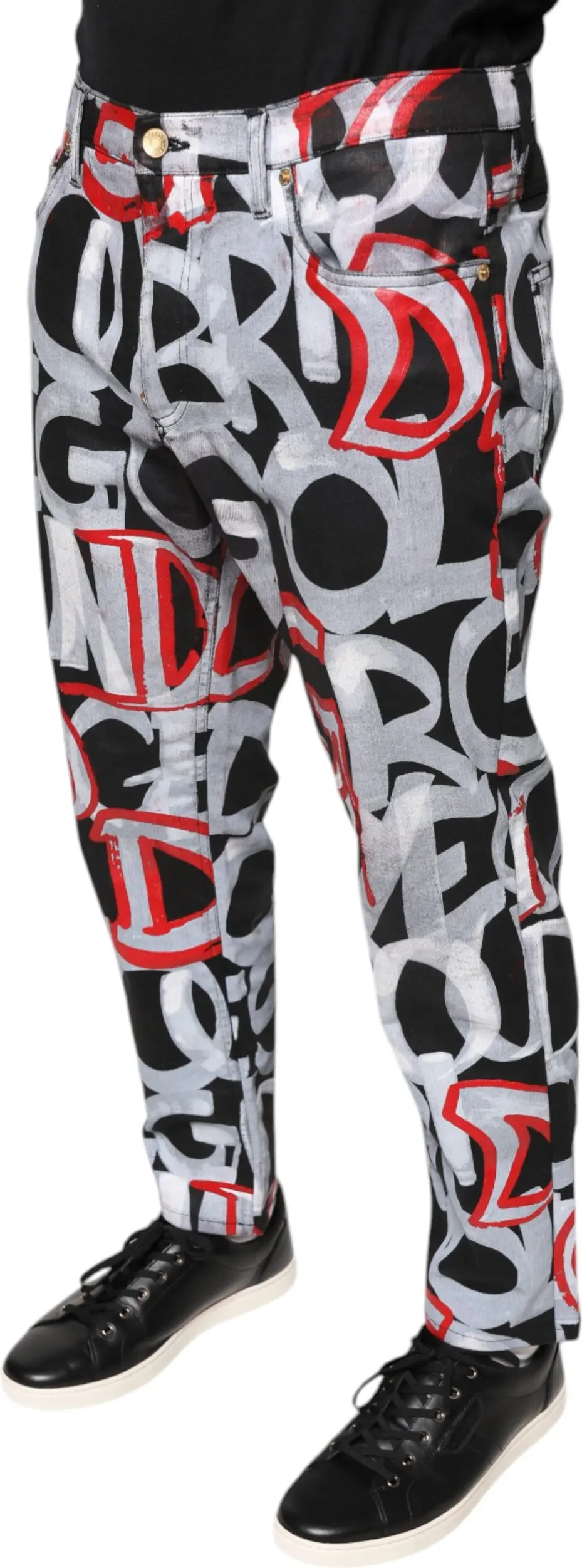 Dolce & Gabbana dan rangli paxta monogramali skinny jinsi shimlar