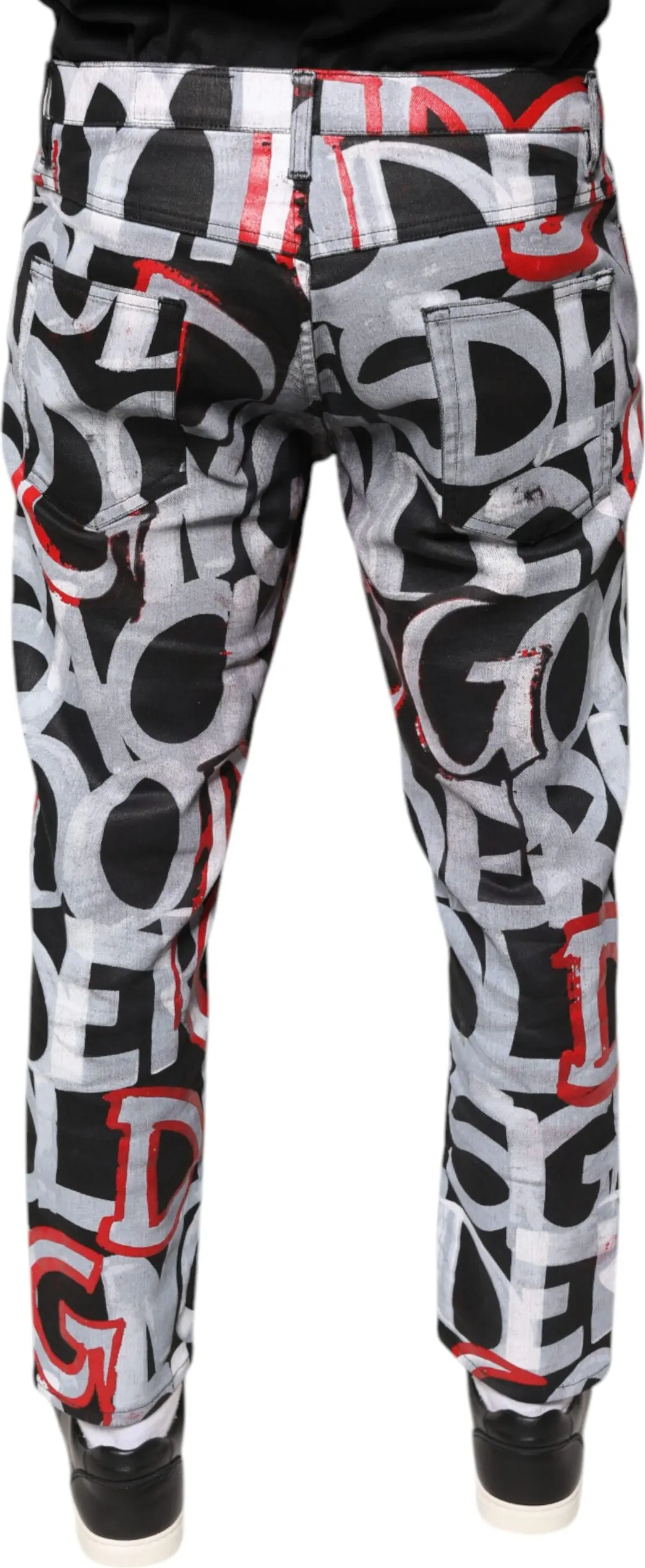 Dolce & Gabbana dan rangli paxta monogramali skinny jinsi shimlar