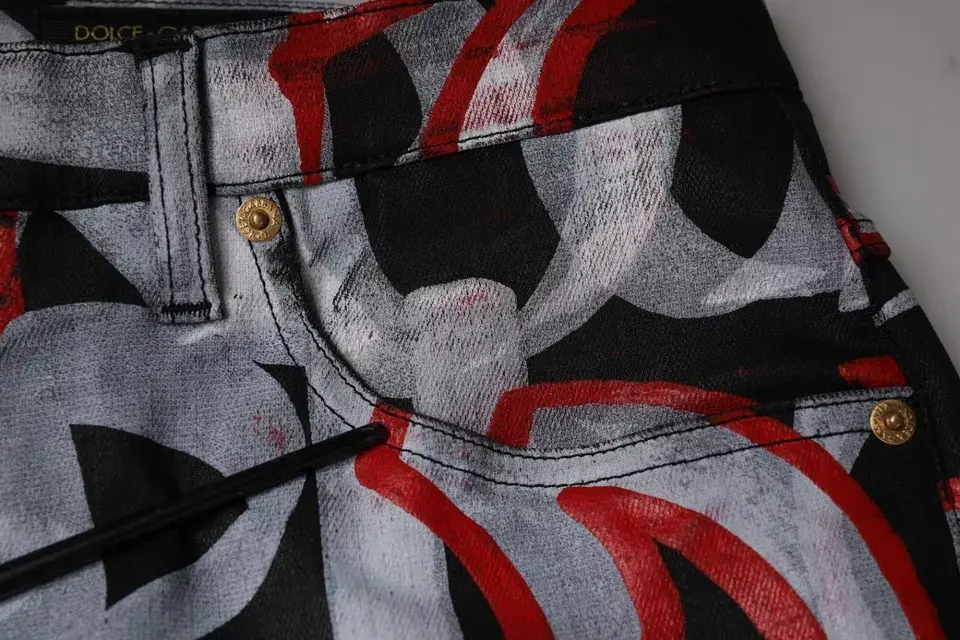 Dolce & Gabbana dan rangli paxta monogramali skinny jinsi shimlar