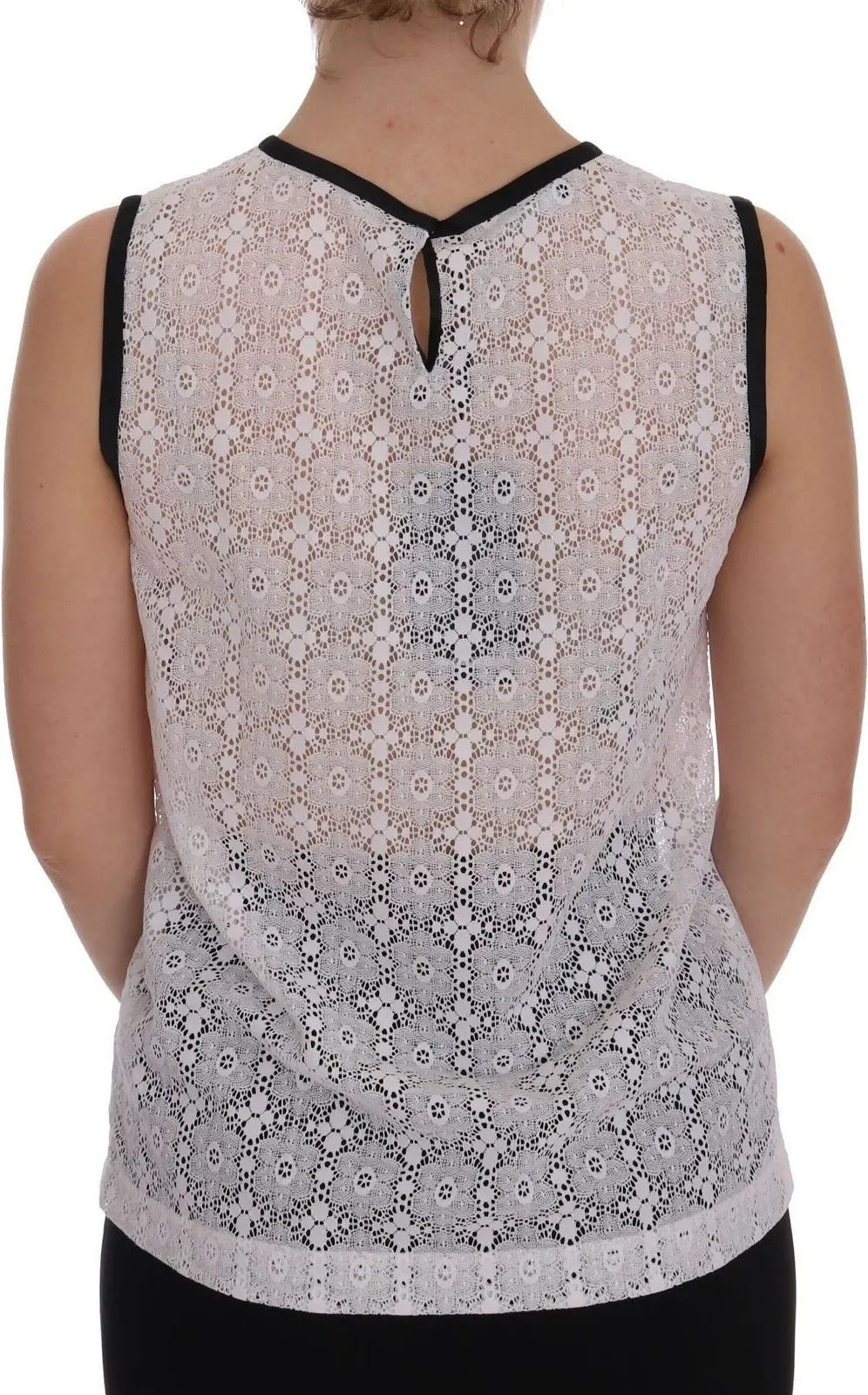 White Lace Floral Nylon Tank T-shirt Dolce & Gabbana