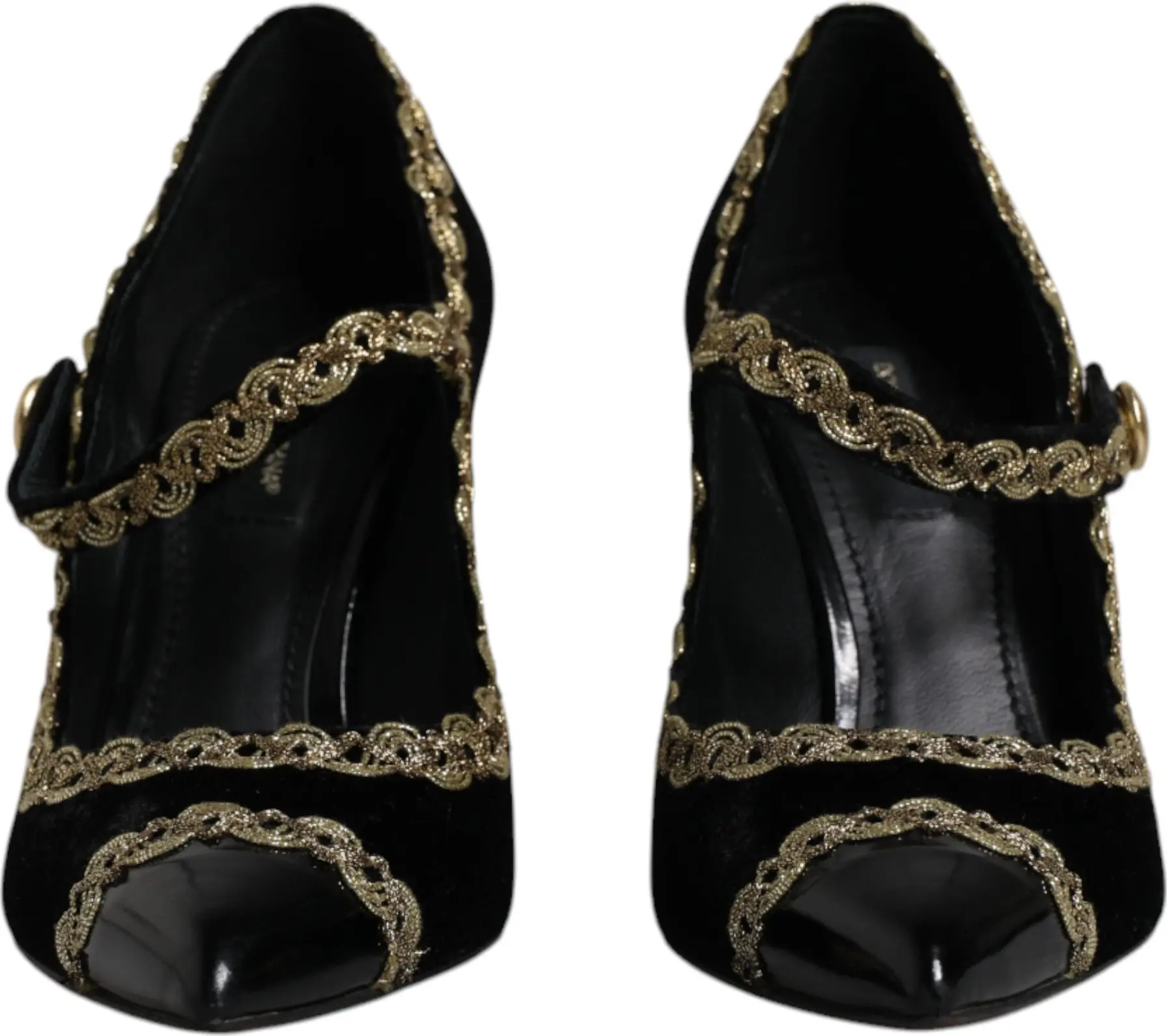 Black Velvet Gold Mary Janes Pumps Shoes Dolce & Gabbana
