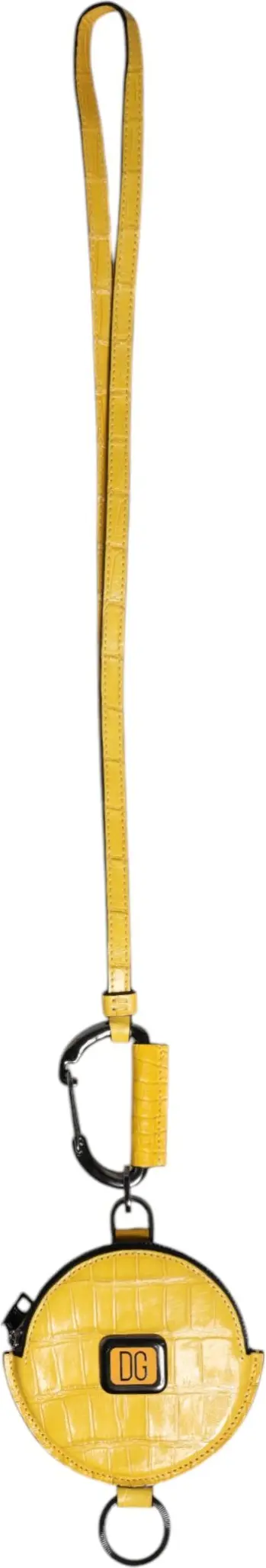 Wallet Dolce & Gabbana Yellow Round Leather DG Logo Coin Purse Lanyard