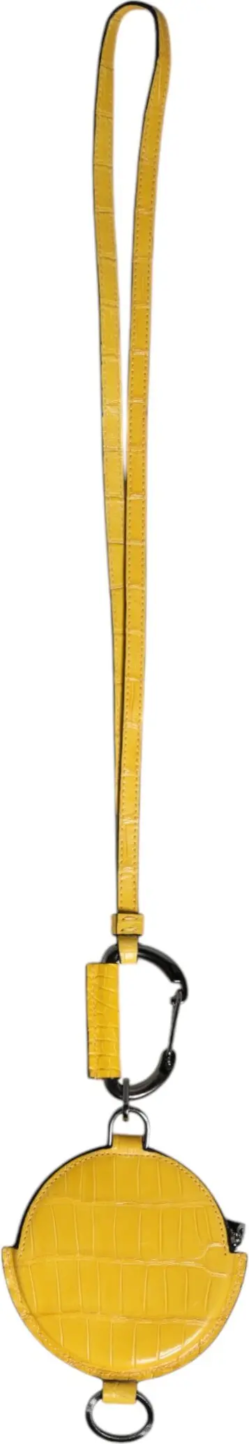 Wallet Dolce & Gabbana Yellow Round Leather DG Logo Coin Purse Lanyard