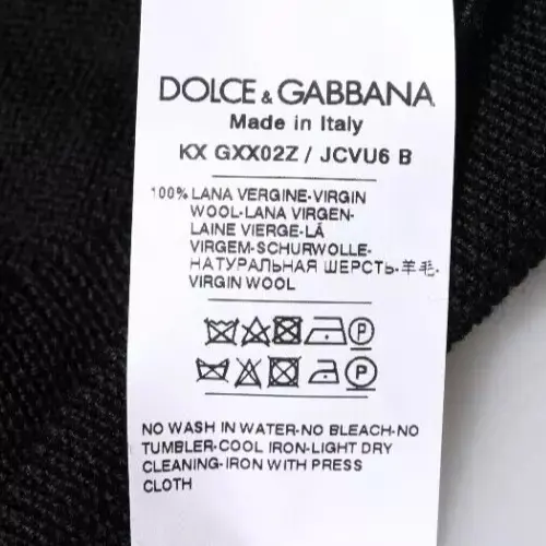 Свитер Dolce & Gabbana из шерсти с круглым вырезом и логотипом, черный