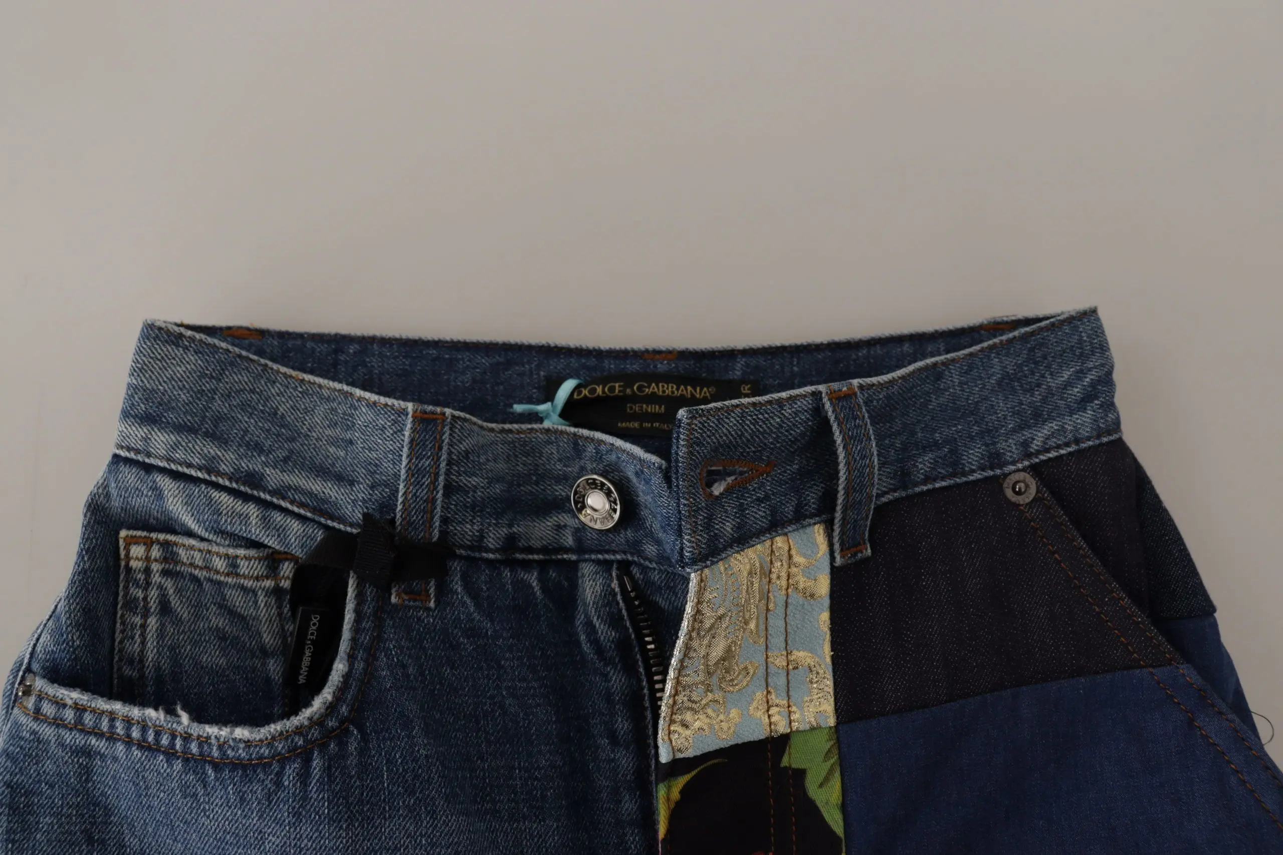 Pants Dolce & Gabbana Blue Jeans Jacquard Majolica High Waist Pants