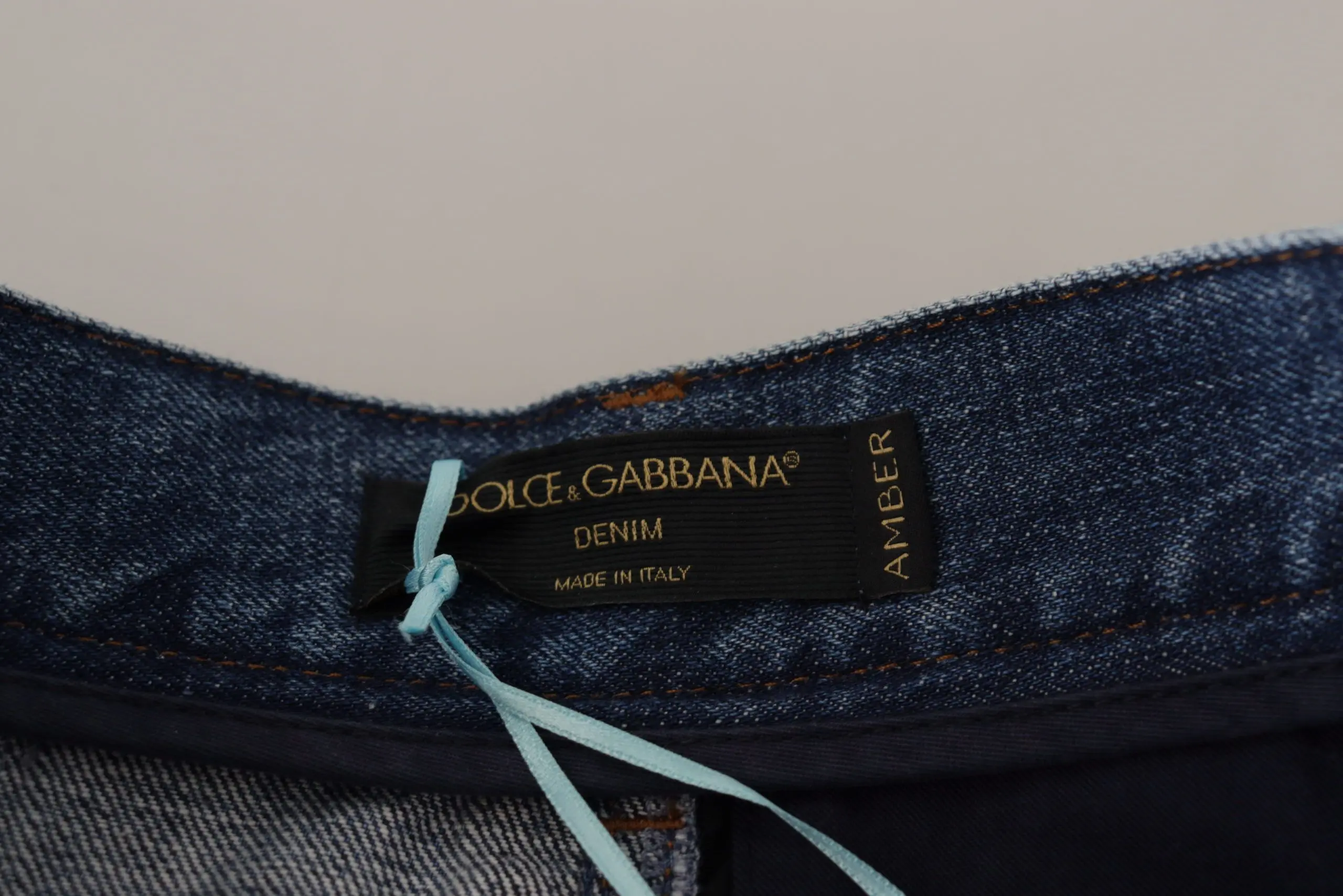 Pants Dolce & Gabbana Blue Jeans Jacquard Majolica High Waist Pants