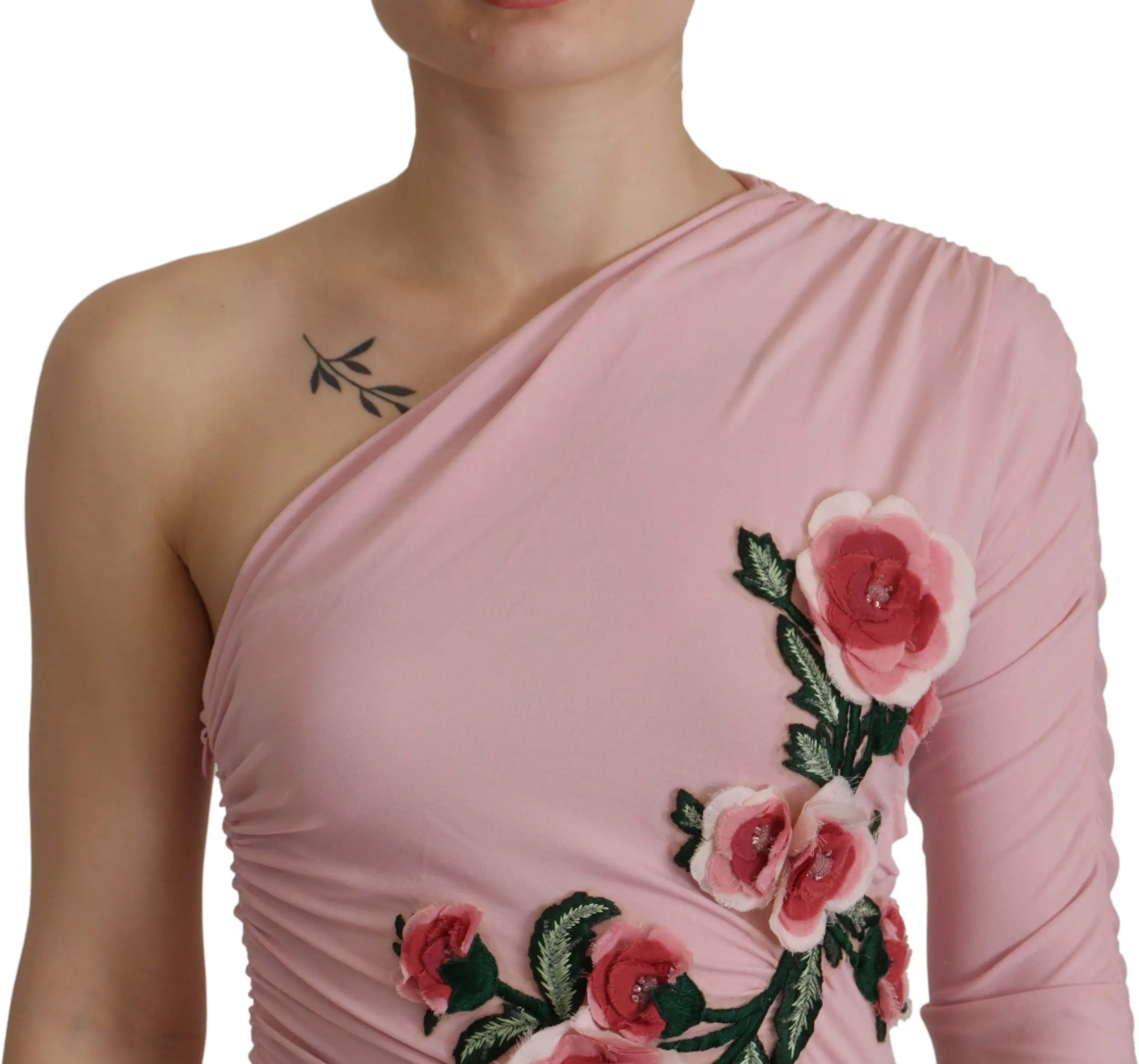 Платье Dolce & Gabbana с одним плечом, украшенное цветами