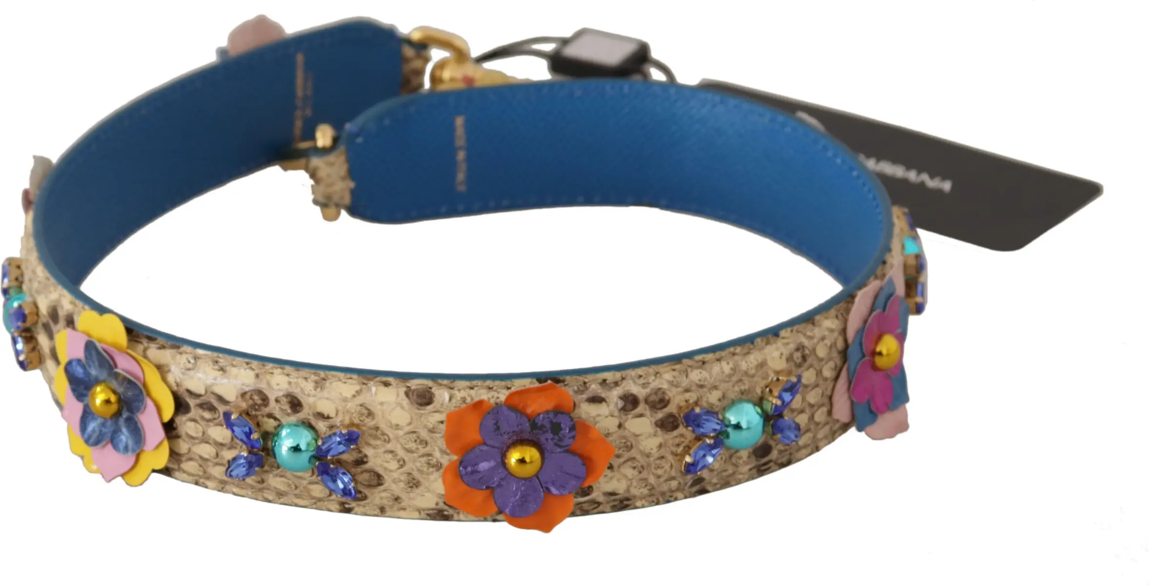 Ремешок Dolce & Gabbana Элегантный бежевый ремень из кожи питона