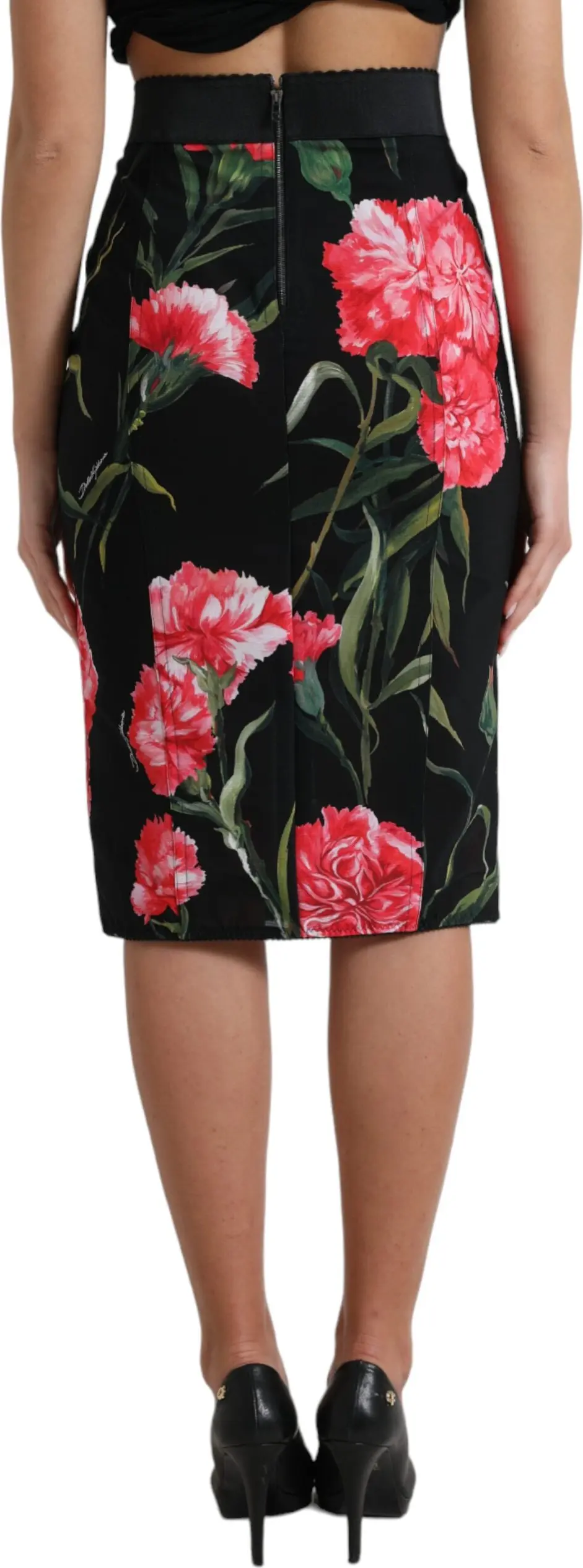 Юбка-карандаш Black Carnation длиной до колена Dolce & Gabbana