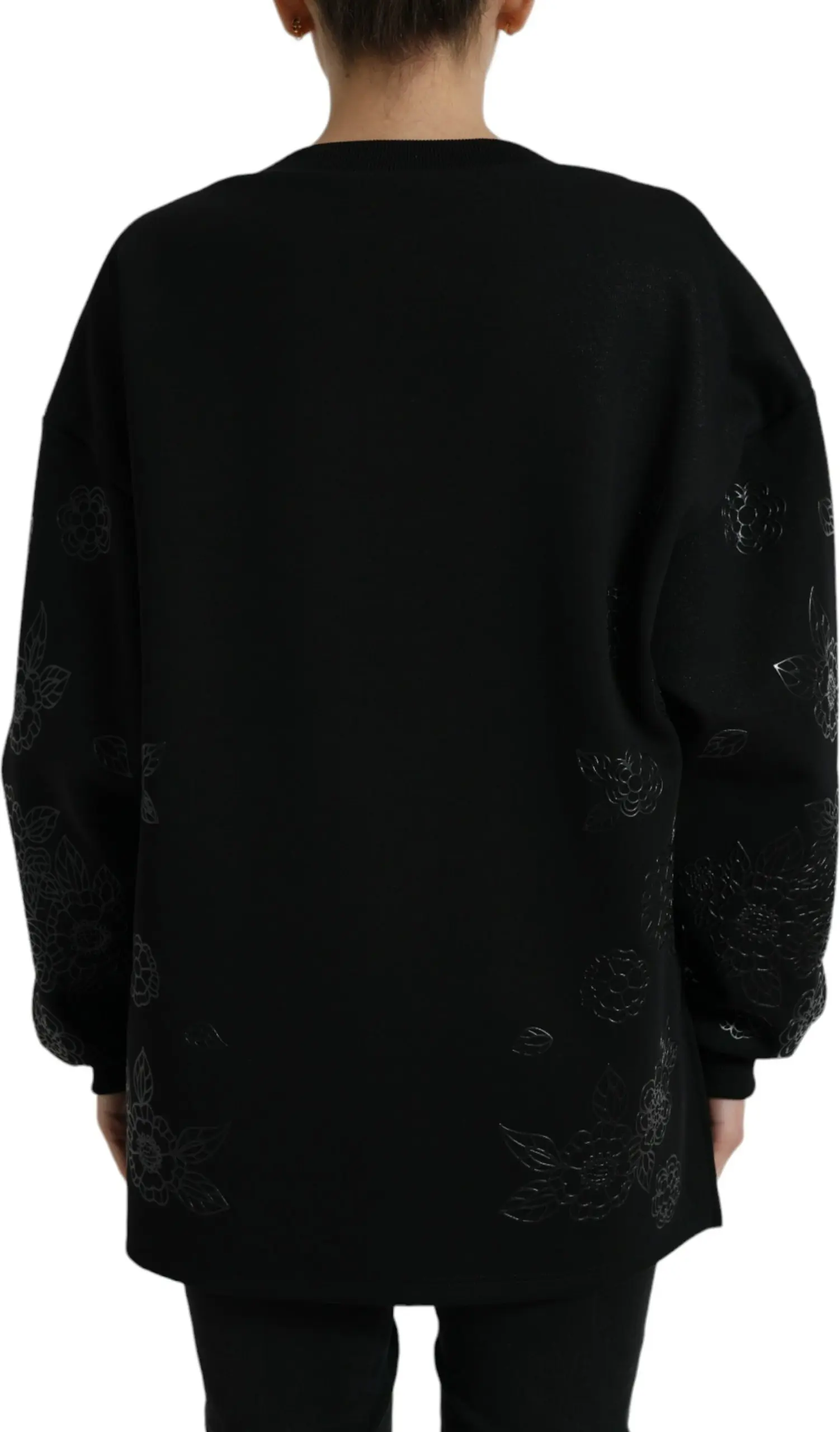 Dolce & Gabbana Black Pullover Gulli Logotipi Bilan Applique Sviter