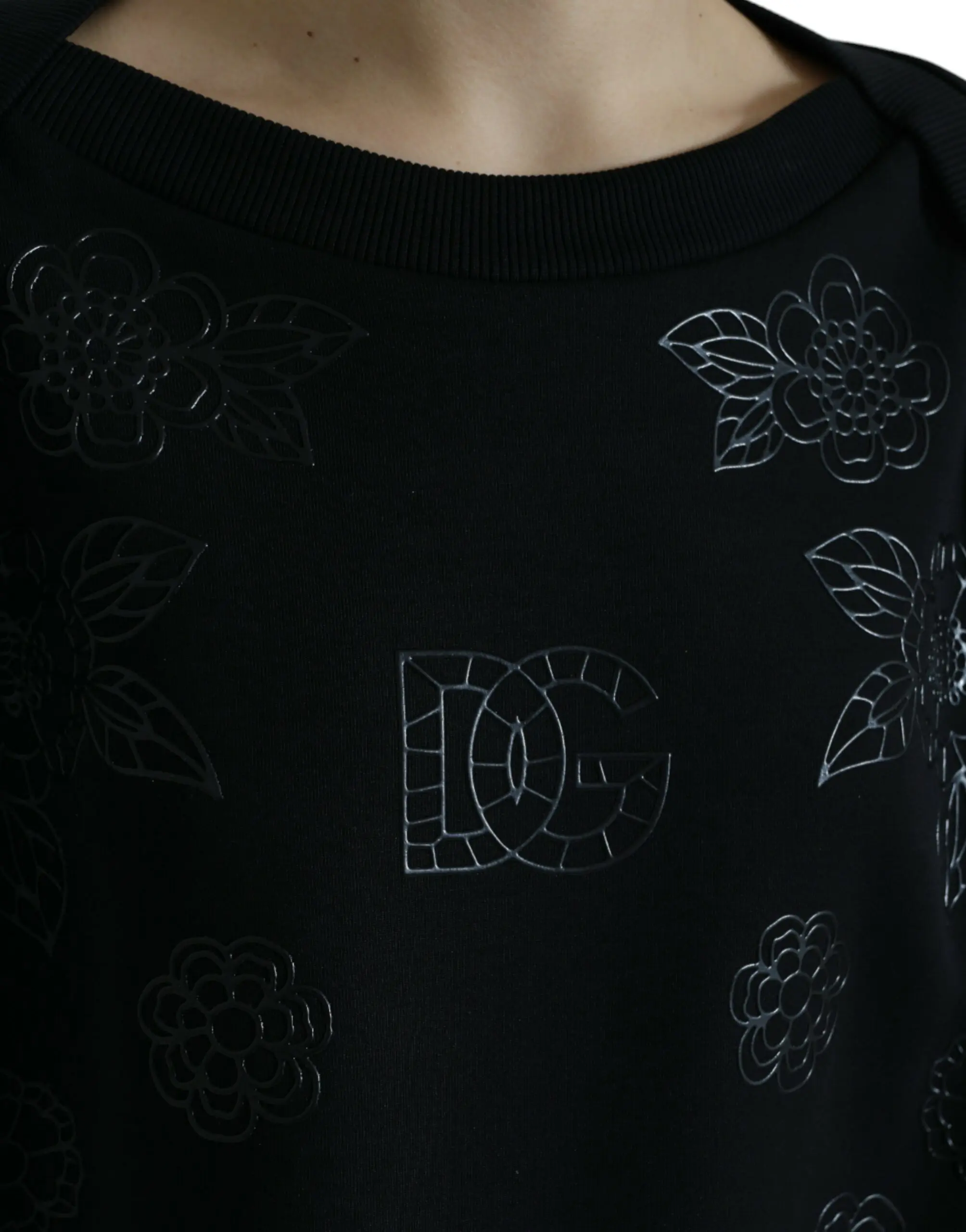 Dolce & Gabbana Black Pullover Gulli Logotipi Bilan Applique Sviter