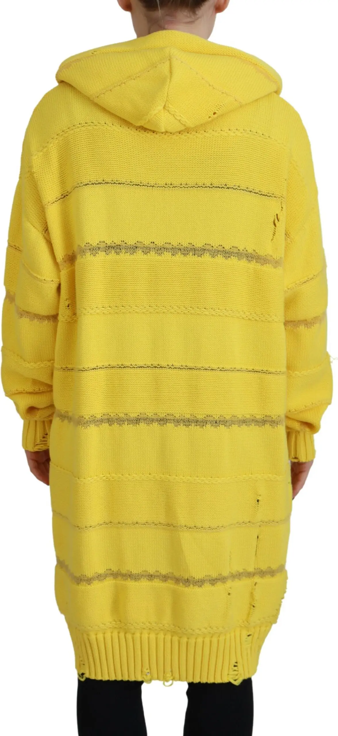 Yellow Cotton Knitted Hooded Pullover Sweater Dsquared2
