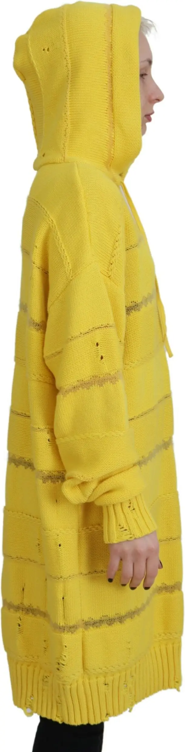 Yellow Cotton Knitted Hooded Pullover Sweater Dsquared2