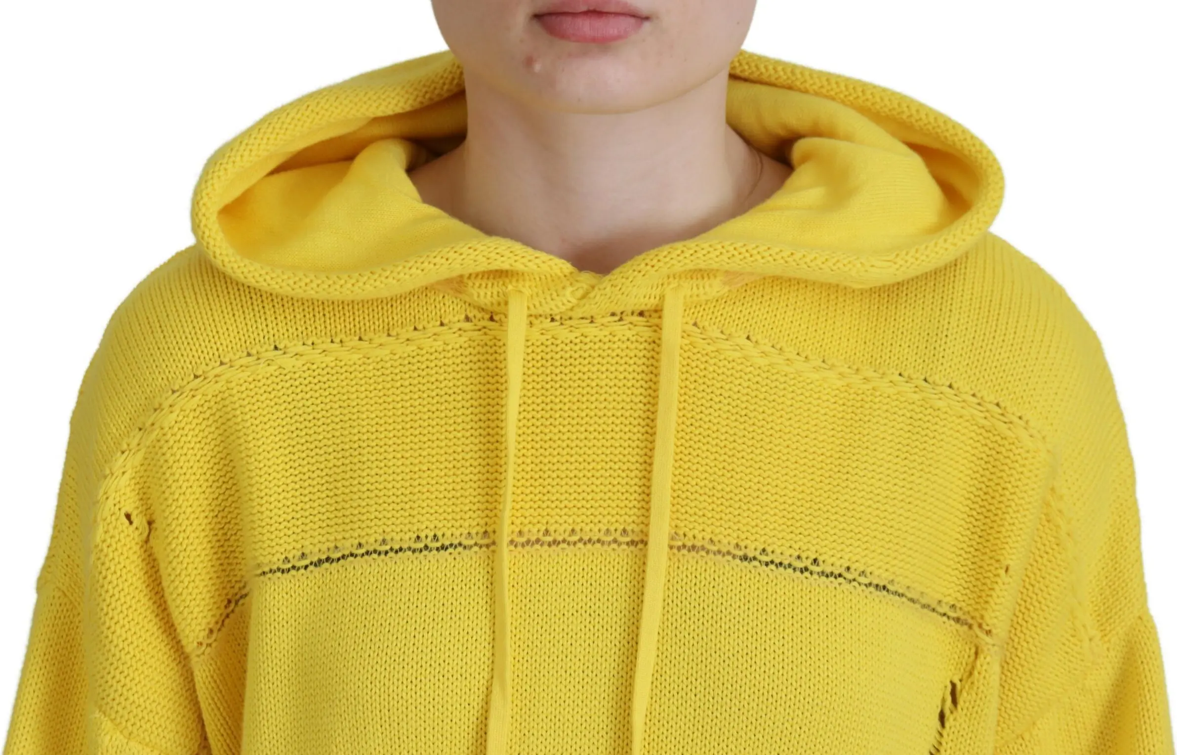 Yellow Cotton Knitted Hooded Pullover Sweater Dsquared2